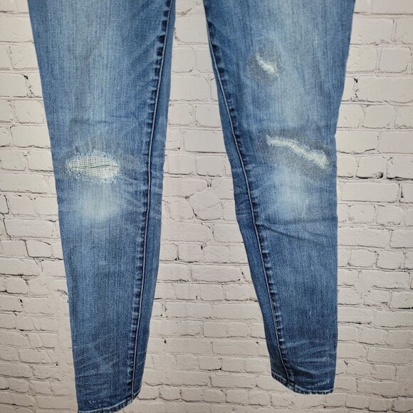 Madewell Blue Denim Skinny Skinny Distressed Ripped Low Rise Jeans 25 (25x28) - Picture 6 of 15